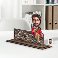 BK Gift Kişiye Özel 3D Kabartma İsimli Baba Karikatürlü Ahşap Biblo-3, Babaya Hediye, Babalar Günü Hediyeleri