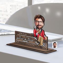 BK Gift Kişiye Özel 3D Kabartma İsimli Baba Karikatürlü Ahşap Biblo-3, Babaya Hediye, Babalar Günü Hediyeleri