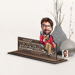 BK Gift Kişiye Özel 3D Kabartma İsimli Baba Karikatürlü Ahşap Biblo-3, Babaya Hediye, Babalar Günü Hediyeleri
