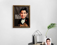 Kişiye Özel Godfather Baba Karikatürlü Doğal Masif Ahşap Çerçeveli Tablo 45x65cm-5