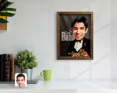 Kişiye Özel Godfather Baba Karikatürlü Doğal Masif Ahşap Çerçeveli Tablo 45x65cm-5