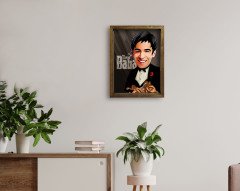 Kişiye Özel Godfather Baba Karikatürlü Doğal Masif Ahşap Çerçeveli Tablo 45x65cm-5