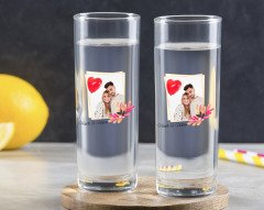Kişiye Özel Renkli Baskılı İsimli Fotoğraflı İkili Vodka Bardağı-29