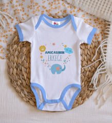 BK Kids Amcasının Erkeğe Tasarımlı Mavi Bebek Body Zıbın-1