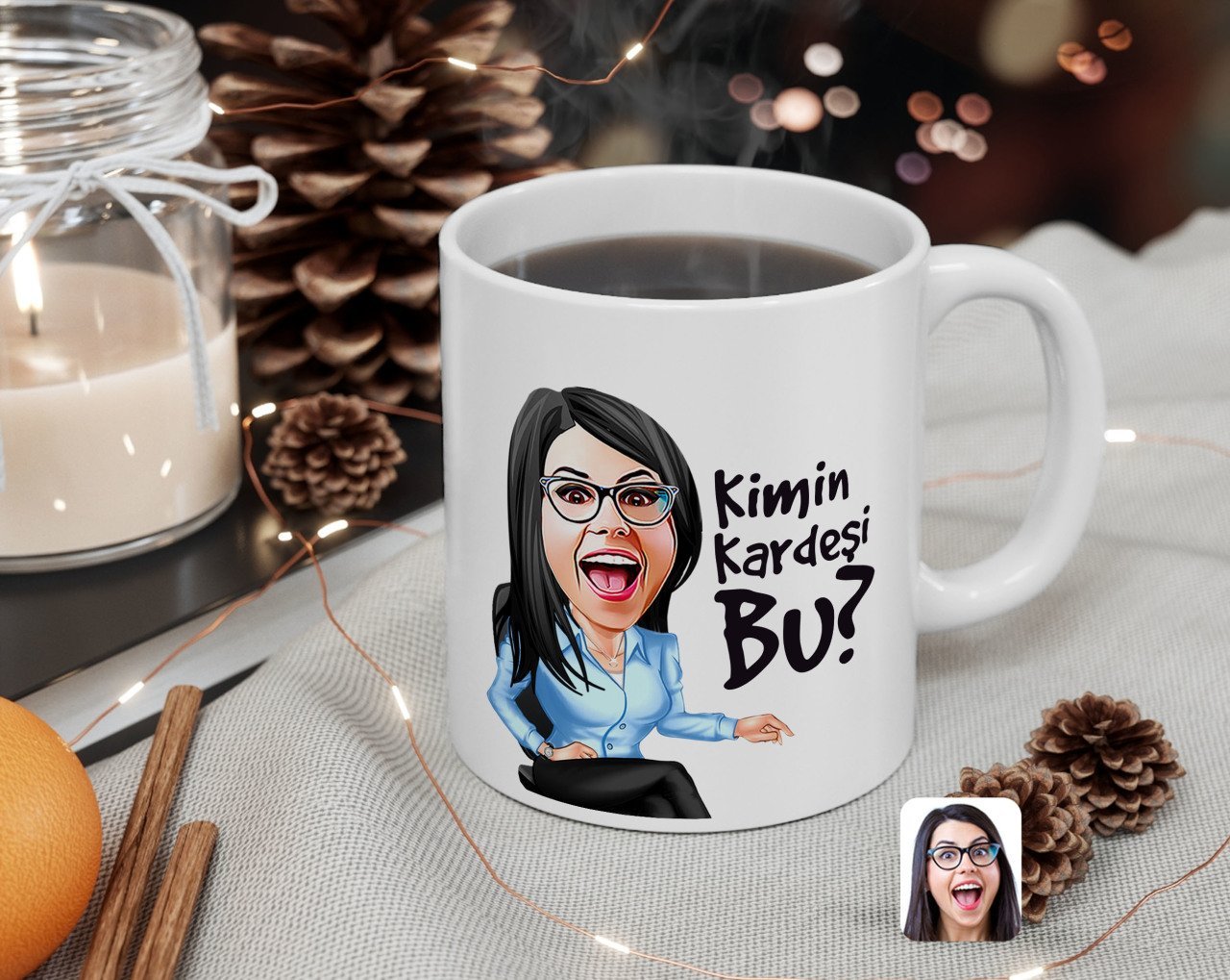 Kişiye Özel Kadın Kimin Kardeşi Bu Karikatürlü Beyaz Kupa Bardak-1