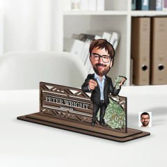BK Gift Kişiye Özel 3D Kabartma İsimli Baba Karikatürlü Ahşap Biblo-4, Babaya Hediye, Babalar Günü Hediyeleri