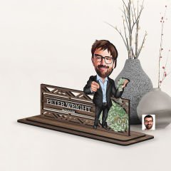 BK Gift Kişiye Özel 3D Kabartma İsimli Baba Karikatürlü Ahşap Biblo-4, Babaya Hediye, Babalar Günü Hediyeleri