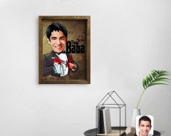 Kişiye Özel Godfather Baba Karikatürlü Doğal Masif Ahşap Çerçeveli Tablo 45x65cm-6