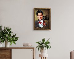 Kişiye Özel Godfather Baba Karikatürlü Doğal Masif Ahşap Çerçeveli Tablo 45x65cm-6