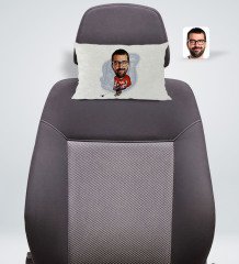 Kişiye Özel Hokeyci Karikatürlü Dikdörtgen Araç Koltuk Yastığı-1