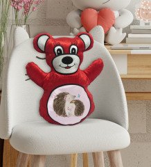 BK Gift Sevimli Kirpi Tasarımlı Kırmızı Ayıcık Yastık-4