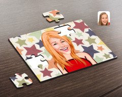 Kişiye Özel Kadın Karikatürlü Ahşap Puzzle-33
