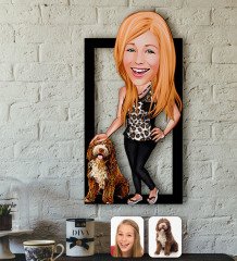 Kişiye Özel Evcil Dost Karikatürlü 3D Ahşap Tablo-3
