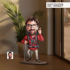 BK Gift Kişiye Özel Gezgin Karikatürlü Büyük Boy Ahşap Biblo-1 Arkadaşa Hediye , Sevgiliye Hediye, Kişiye Özel Biblolar
