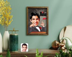 Kişiye Özel Godfather Baba Karikatürlü Doğal Masif Ahşap Çerçeveli Tablo 45x65cm-7