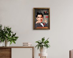 Kişiye Özel Godfather Baba Karikatürlü Doğal Masif Ahşap Çerçeveli Tablo 45x65cm-7