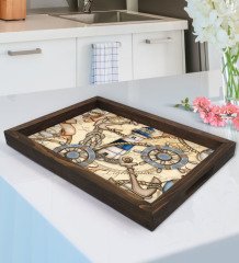 BK Gift Denizcilik Tasarımlı Doğal Ahşap Tepsi-2