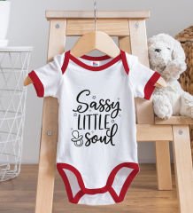 BK Kids Sassy Little Soul Tasarımlı Kırmızı Bebek Body Zıbın ve Mama Önlüğü Hediye Seti-1