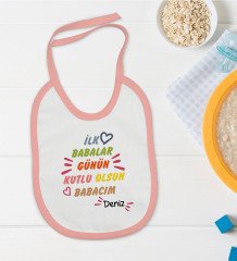 BK Kids Kişiye Özel Pembe Bebek Mama Önlüğü - Model 11