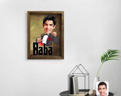 Kişiye Özel Godfather Baba Karikatürlü Doğal Masif Ahşap Çerçeveli Tablo 45x65cm-8