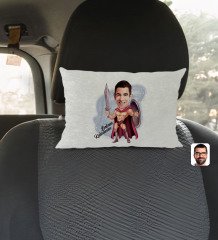 Kişiye Özel Kahraman Babam Karikatürlü Dikdörtgen Araç Koltuk Yastığı-1