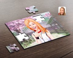 Kişiye Özel Kadın Karikatürlü Ahşap Puzzle-35