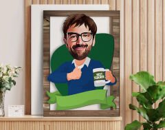 BK Gift Kişiye Özel Erkek Öğretmen Karikatürlü 3D Ahşap Tablo, Sevgiliye Hediye, Arkadaşa Hediye, Yıl Dönümü Hediyesi, Doğum Günü Hediyesi-5