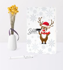 Kişiye Özel Yılbaşı Mutlu Yıllar Temalı Beyaz Defter Kalem Seti - 11