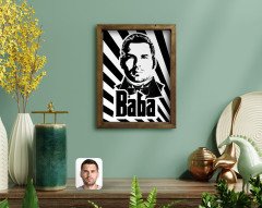 Kişiye Özel Godfather Baba Silüet Tasarımlı Doğal Masif Ahşap Çerçeveli Tablo 45x65cm-1