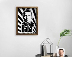 Kişiye Özel Godfather Baba Silüet Tasarımlı Doğal Masif Ahşap Çerçeveli Tablo 45x65cm-1