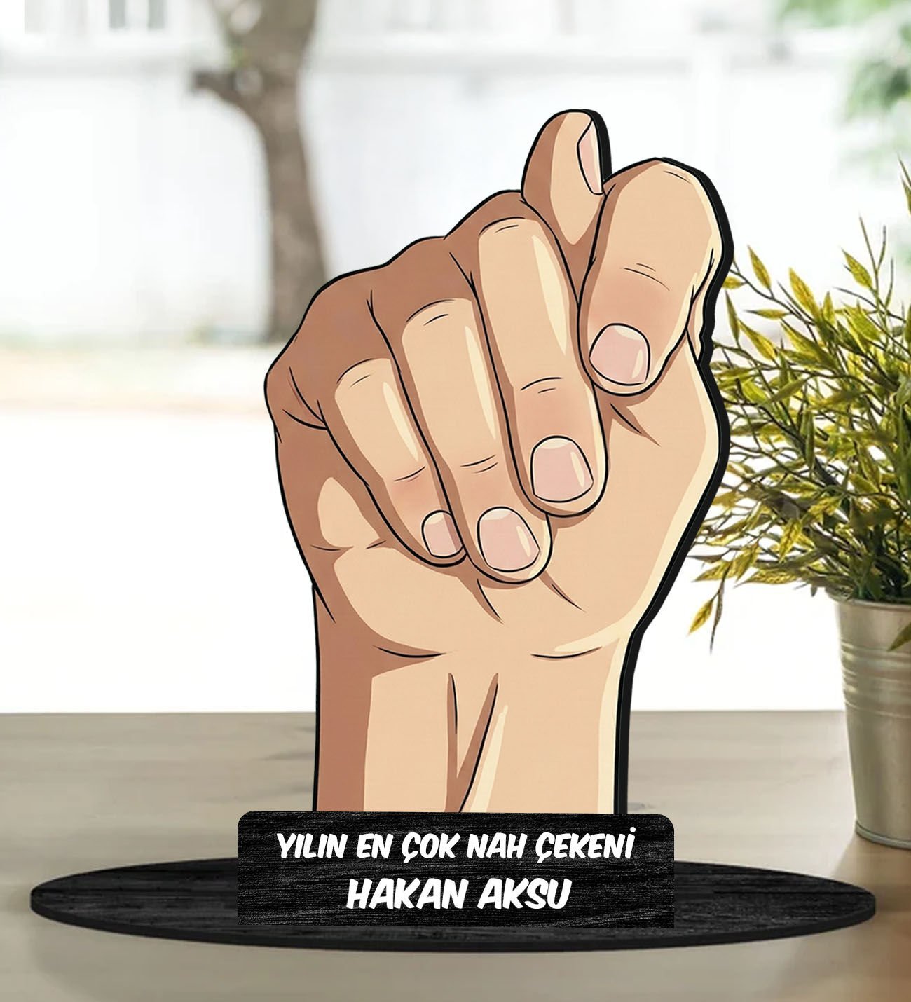 BK Gift Kişiye Özel Nah Tasarımlı Karikatür Biblo -1, Arkadaşa Hediye, Eğlenceli Hediye