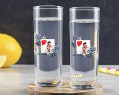 Kişiye Özel Renkli Baskılı İsimli Fotoğraflı İkili Vodka Bardağı-33