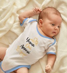 BK Kids Yesun Oni Annesi Tasarımlı Mavi Bebek Body Zıbın-1