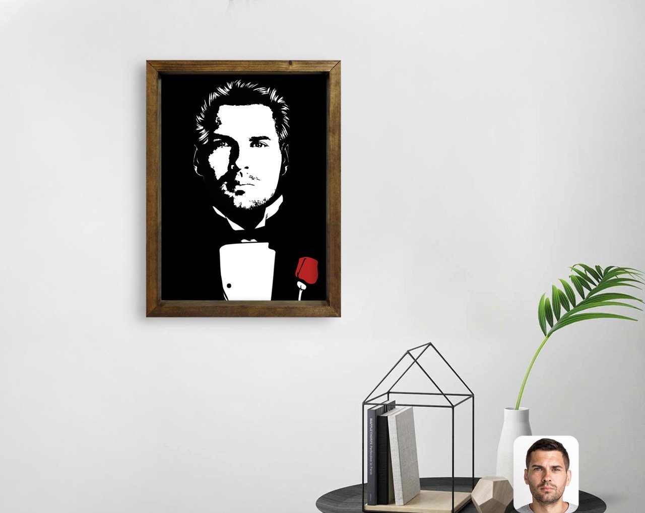 Kişiye Özel Godfather Baba Tasarımlı Doğal Masif Ahşap Çerçeveli Tablo 45x65cm-20