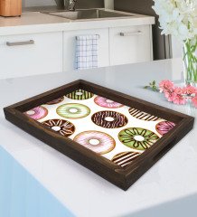 BK Gift Donut Tasarımlı Doğal Ahşap Tepsi-2
