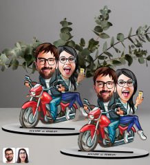 BK Gift Kişiye Özel Sevgililer Karikatürlü 2’li Ahşap Biblo Seti-97