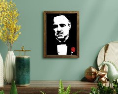 BK Home Godfather Baba Tasarımlı Doğal Masif Ahşap Çerçeveli Tablo 45x65cm-20