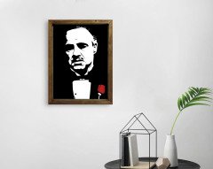 BK Home Godfather Baba Tasarımlı Doğal Masif Ahşap Çerçeveli Tablo 45x65cm-20