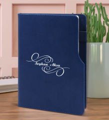 BK Gift Kişiye Özel İsimli Lacivert Termo Deri Not Defteri 15x21cm-3