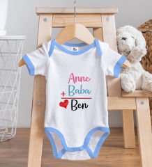 BK Kids Anne Baba Tasarımlı Mavi Bebek Body Zıbın-1