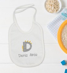 BK Kids Kişiye Özel Harfli Bebek Body Zıbın ve Mama Önlüğü Hediye Seti - Model 3