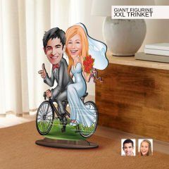 BK Gift Kişiye Özel Evleniyoruz Karikatürlü Büyük Boy Ahşap Biblo-3 Arkadaşa Hediye , Sevgiliye Hediye, Kişiye Özel Biblolar