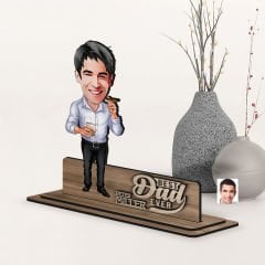 BK Gift Kişiye Özel 3D Kabartma İsimli Baba Karikatürlü Ahşap Biblo-10, Babaya Hediye, Babalar Günü Hediyeleri