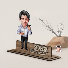 BK Gift Kişiye Özel 3D Kabartma İsimli Baba Karikatürlü Ahşap Biblo-10, Babaya Hediye, Babalar Günü Hediyeleri