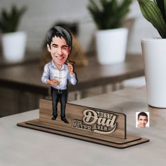 BK Gift Kişiye Özel 3D Kabartma İsimli Baba Karikatürlü Ahşap Biblo-10, Babaya Hediye, Babalar Günü Hediyeleri