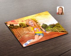 Kişiye Özel Kadın Karikatürlü Ahşap Puzzle-42
