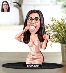 BK Gift Kişiye Özel Karikatürlü Nah Tasarımlı Karikatür Biblo -3, Arkadaşa Hediye, Eğlenceli Hediye