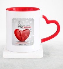 Kişiye Özel Mesleki Kalp Damar Cerrahi Kırmızı Kalpli Kupa Bardak - 2