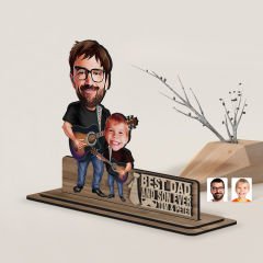 BK Gift Kişiye Özel 3D Kabartma İsimli Baba-Oğul Karikatürlü Ahşap Biblo-1, Babaya Hediye, Babalar Günü Hediyeleri