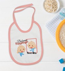BK Kids Kişiye Özel Pembe Bebek Mama Önlüğü - Model 18